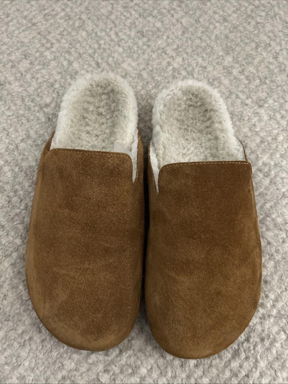 J. Crew Pacific Sherpa-Lined Suede Clogs Slippers Burnish Pecan Women’s Size 8.5